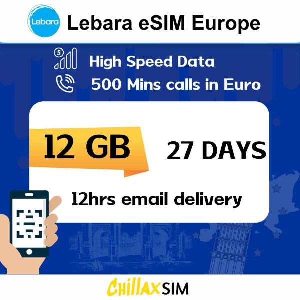 lebara esim europe 12gb with calls chillaxsim