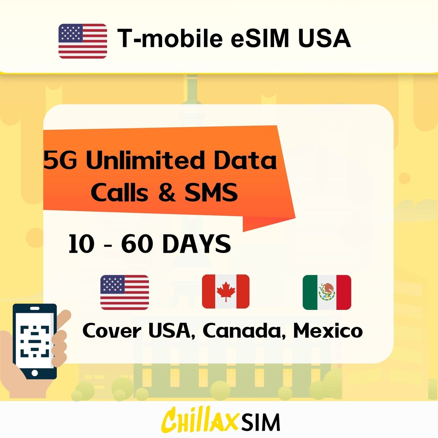TMobile ESIM USA Unlimiteted 5G Data, połączenia i SMS -y