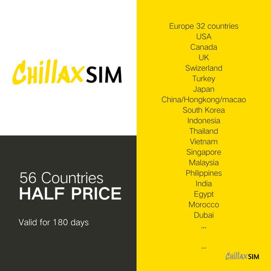 eSIM Mega Sale: 56 Countries Listed, 50% Off